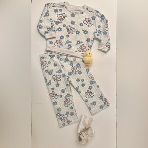 Disney Minnie Mouse Baby 2-pc Fleece Set Floral Blue White size 24 Months NWOT